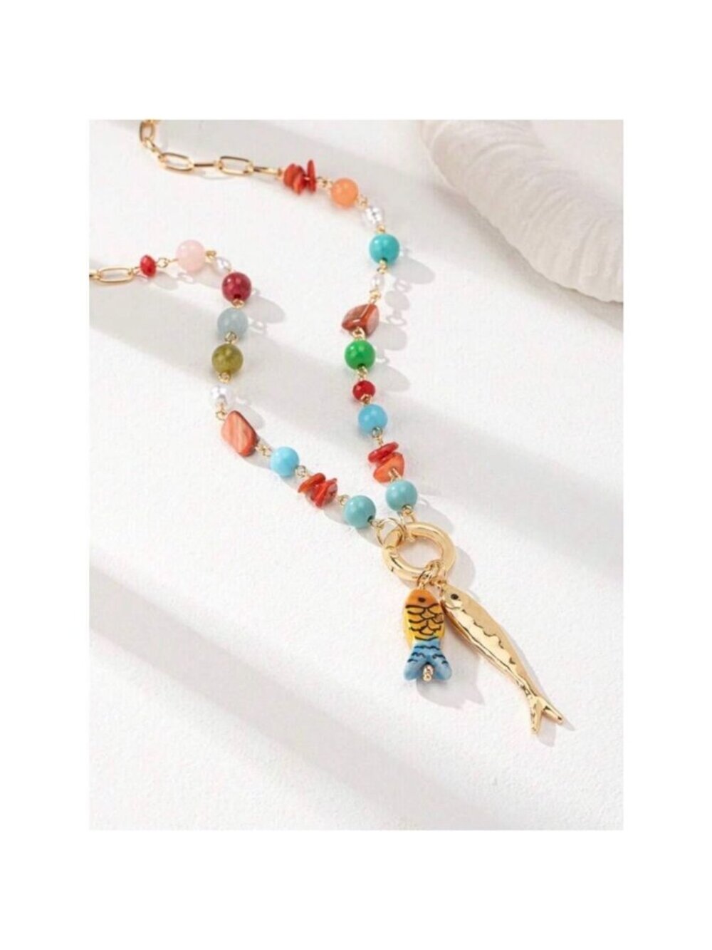 Multicolor Fish Charm Necklace A1848
